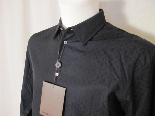 Louis Vuitton Hemd Dress Shirt L Espresso LV Monogram Logoknöpfe Rar