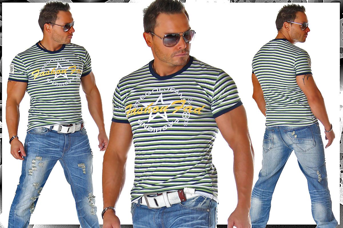 MeGaTrenDy Stripe T Shirt Figurbetont 223 Größen M L XL XXL