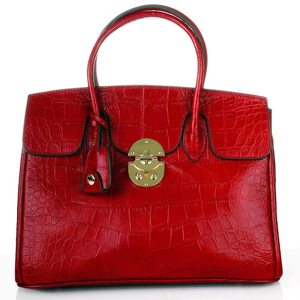 ROUVEN Rot Jane 35 Croco Tote Bag Leder Handtasche UVP699€