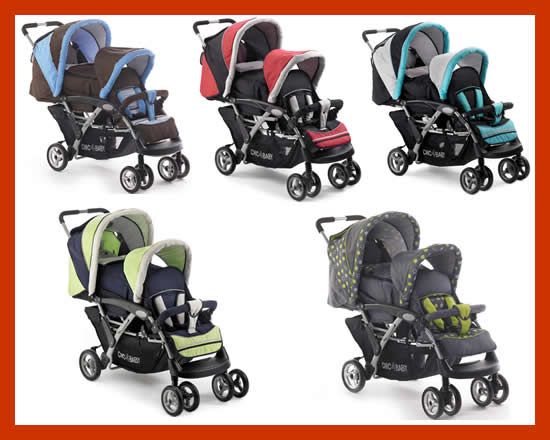 Chic4Baby Geschwisterwagen Duo Kinderwagen div. Farben