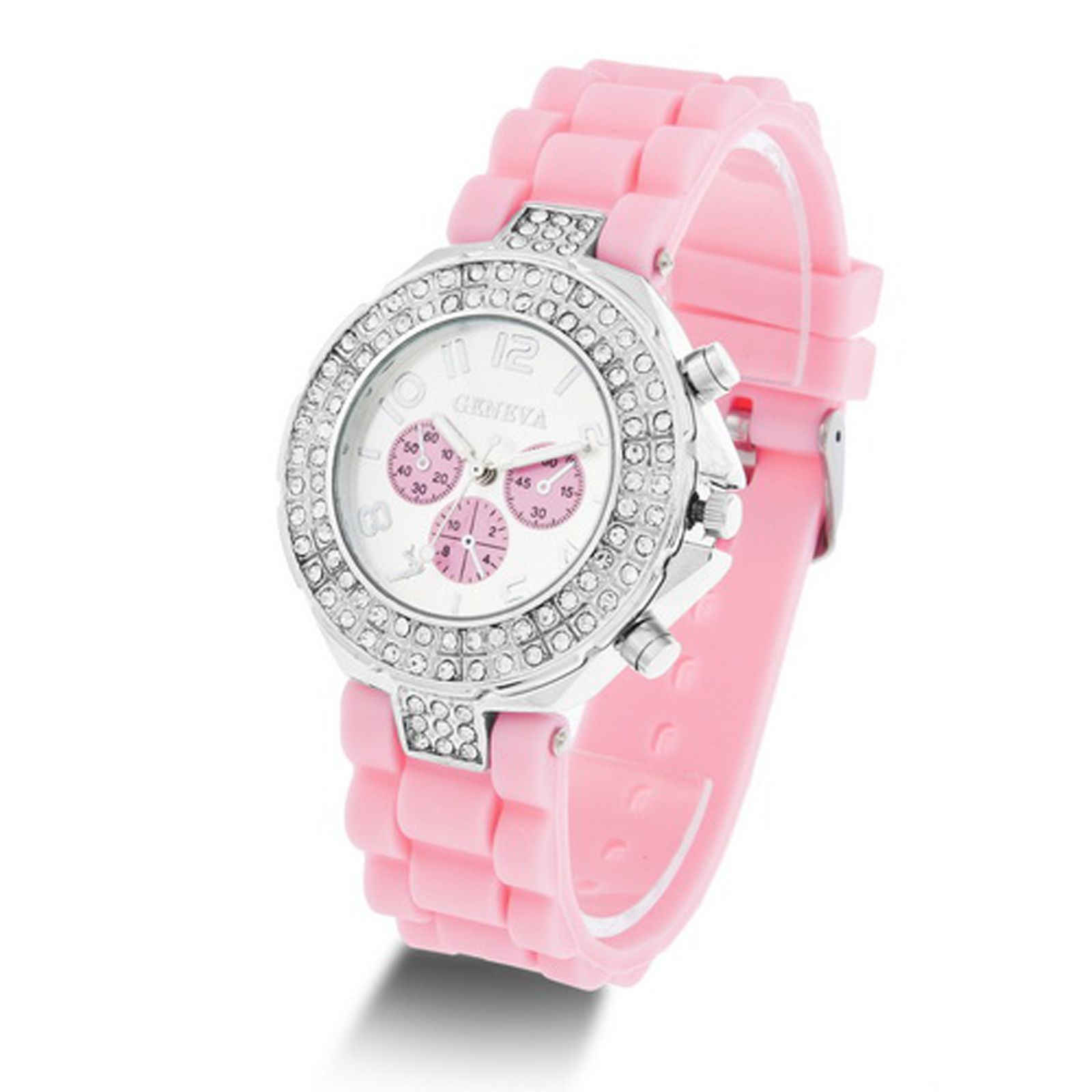 New Geneva Strass CHRONOGRAPH Jelly Gel UHR SILIKON DAMEN ARMBANDUHR