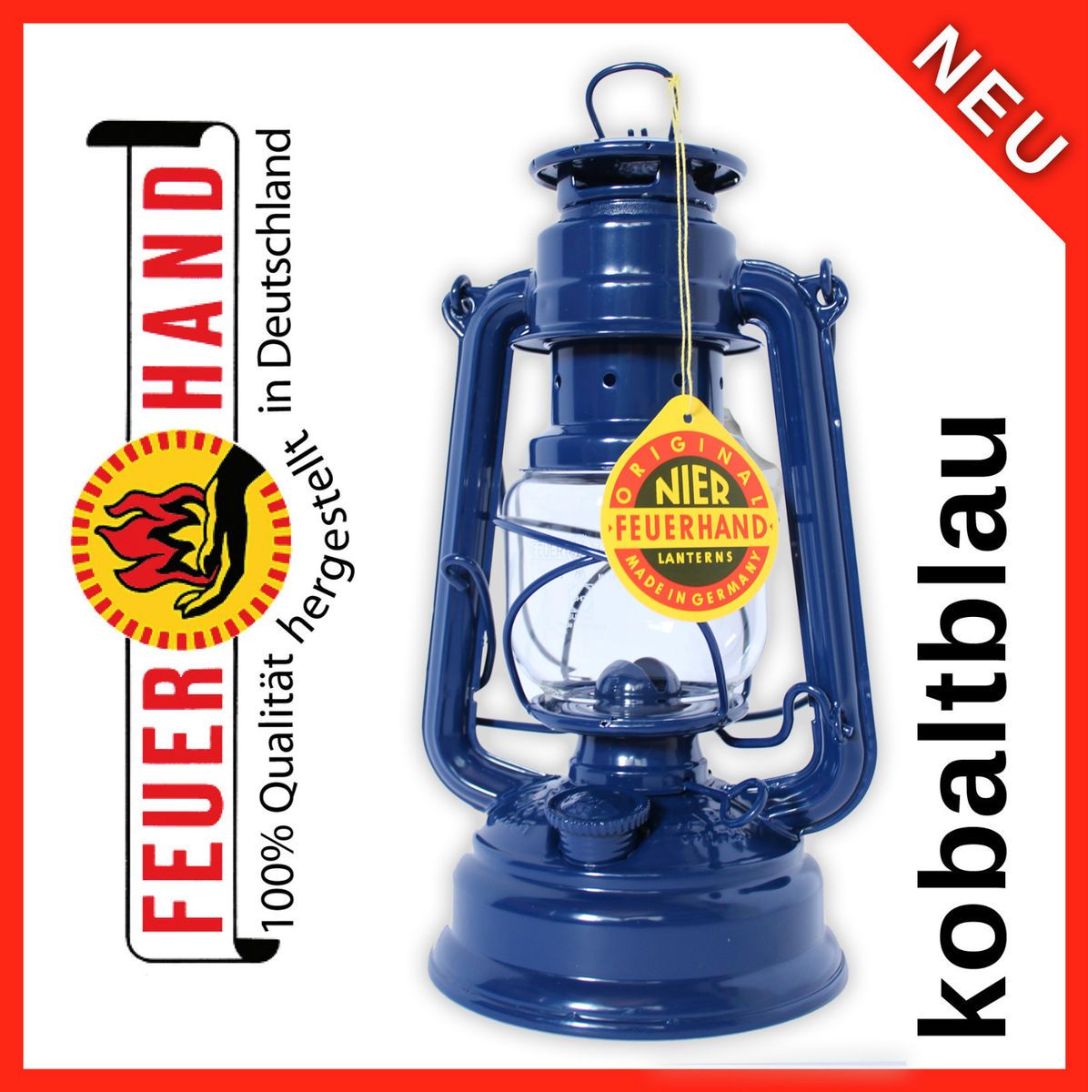 FEUERHAND Sturmlaterne 276 Petroleumlampe blau kobaltblau NEU