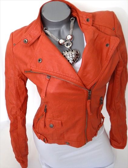 NEU DESIGNER DAMEN LEDER JACKE KUNSTLEDER JACKET BIKERJACKE KURZ