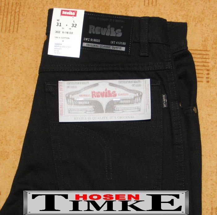 REVILS JEANS 302 V1603 Größen W60 schwarz Gr. W40/L32