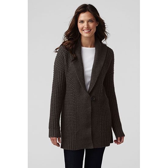 LANDS END Damen Schalkragen Cardigan Strickjacke Jacke Damenjacke