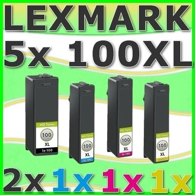 Set 5x TINTE PATRONEN LEXMARK 100XL S300 S301 S305 S308 S815 S816 S608