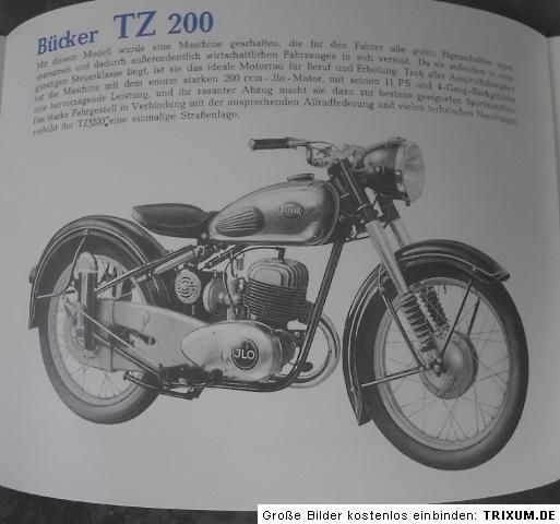 BÜCKER PROSPEKT 1952 TZ200 ILONA I & II OBERURSEL MOTORRAD OLDTIMER