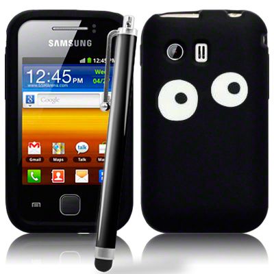 Augen Lasred Silikon Huelle Fuer Samsung Galaxy Y S5360 Stift Schwarz