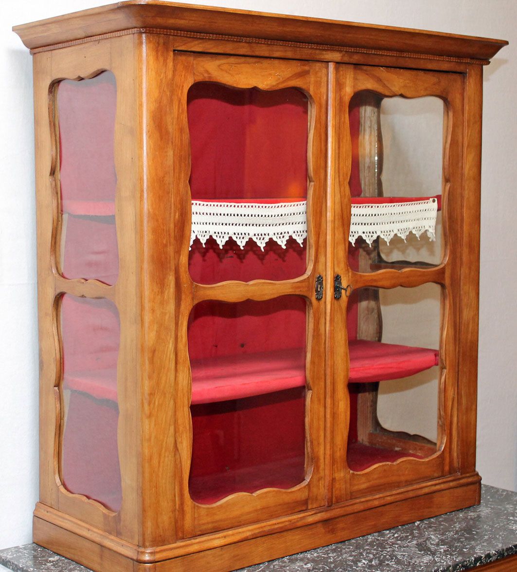 Vitrine Biedermeier Antiquitäten Kirschbaum ca. 1840 antik