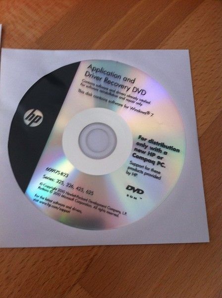 HP 325 326 625 Recovery DVDs Windows 7 Home Premium 64