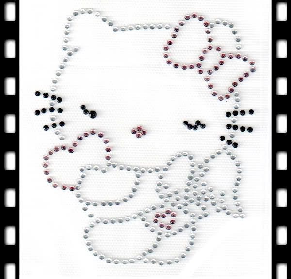 Hello Kitty Bügelbild Strass Hotfix 13x11cm T0078 Neu