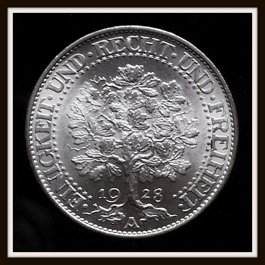 Reichsmark Eichbaum 1928 A Jg 331 ** Prachtexemplar ** 5 WR 3