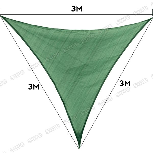 3x3x3 m SONNENSEGEL SONNENDACH SONNENSCHUTZ GARTEN DREIECK Dunkelgrün