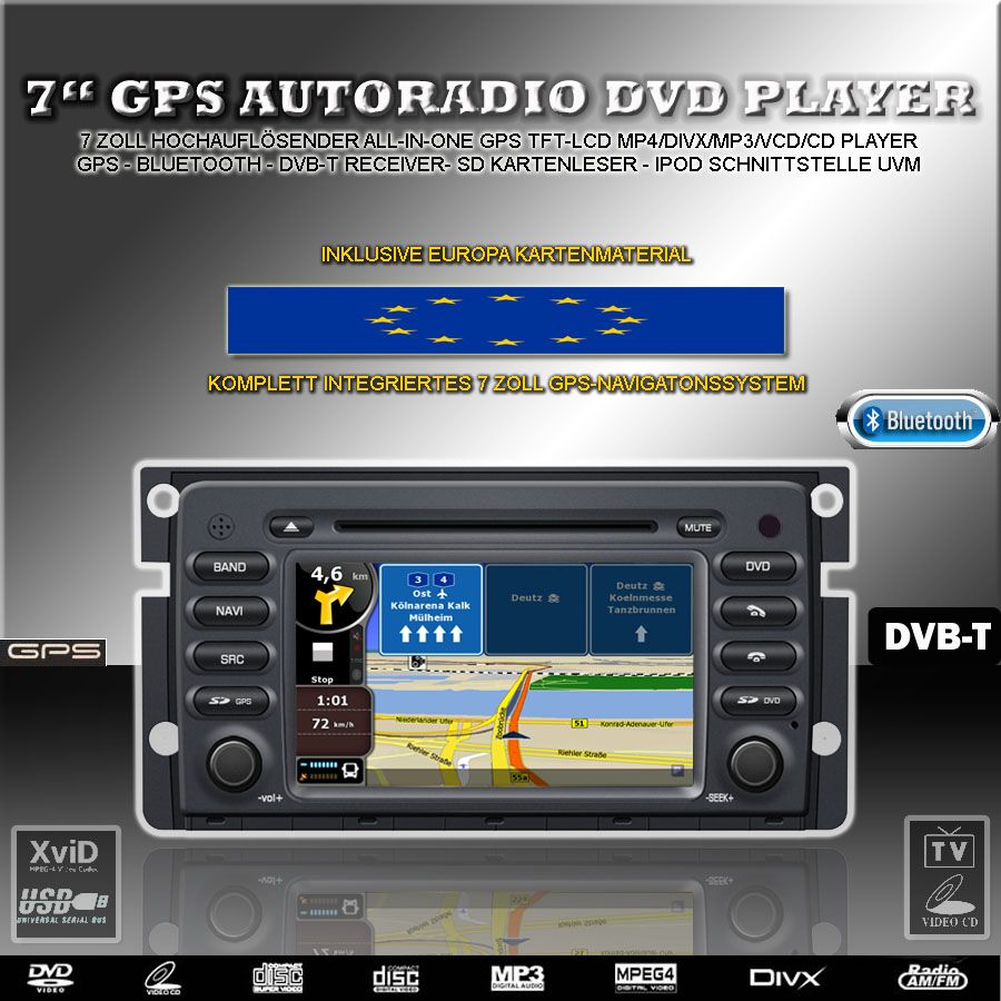 GPS NAVIGATION FÜR SMART FOURTWO BLUETOOTH DVB T NAVI MD353S