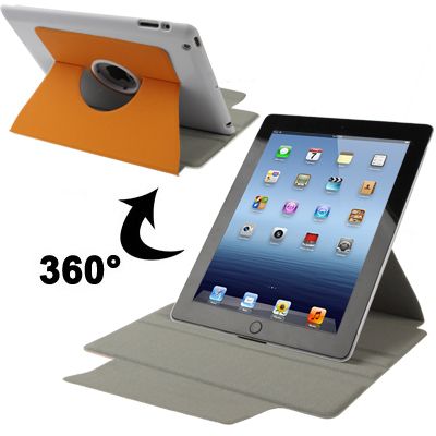  Tasche Case Cover 3G Wifi Etui PU 360 Grad drehbar iPad2 NEU ORANGE