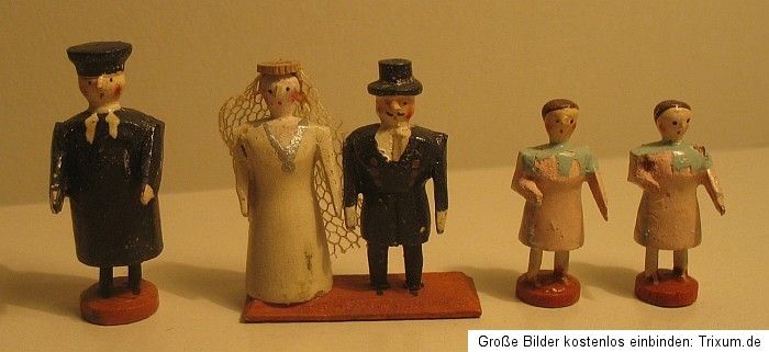 ERZGEBIRGE Miniaturen BRAUTZUG 14 Figuren MAX RAMM 1871 1946 Seiffen