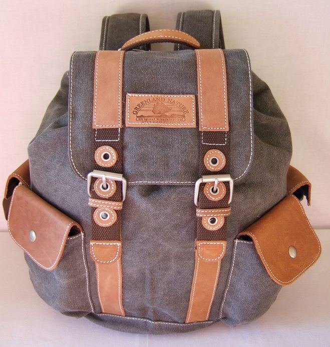 GreenLand Rucksack 382 Large Canvas Leder Büffelleder