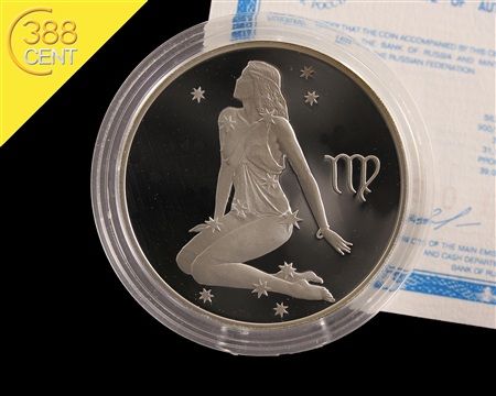 Russland 3 Rubel Jungfrau Virgo 1 Unze oz Silber PP 2003