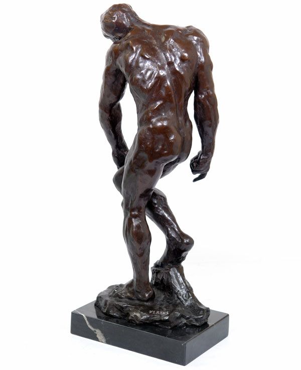 MÄNNLICHER BRONZE AKT STEHEND ca.56cm AKTFIGUR MANN TOP