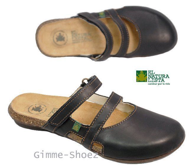 El Naturalista Slipper Pantolette WAKATAUA N434 black schwarz Leder