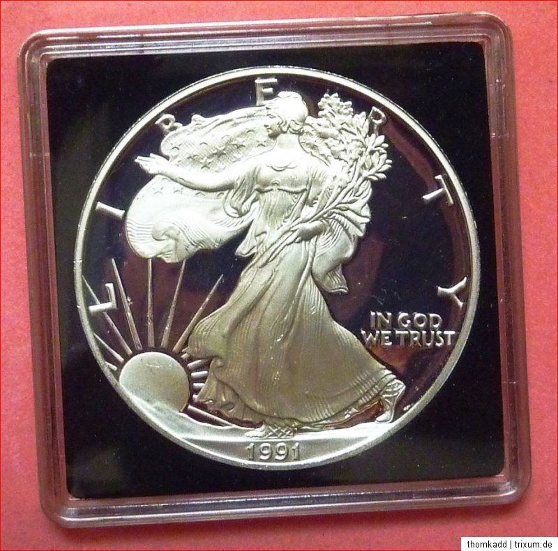 American Silver Eagle 1991 1 Oz Unze Silber PP One Dollar Liberty USA