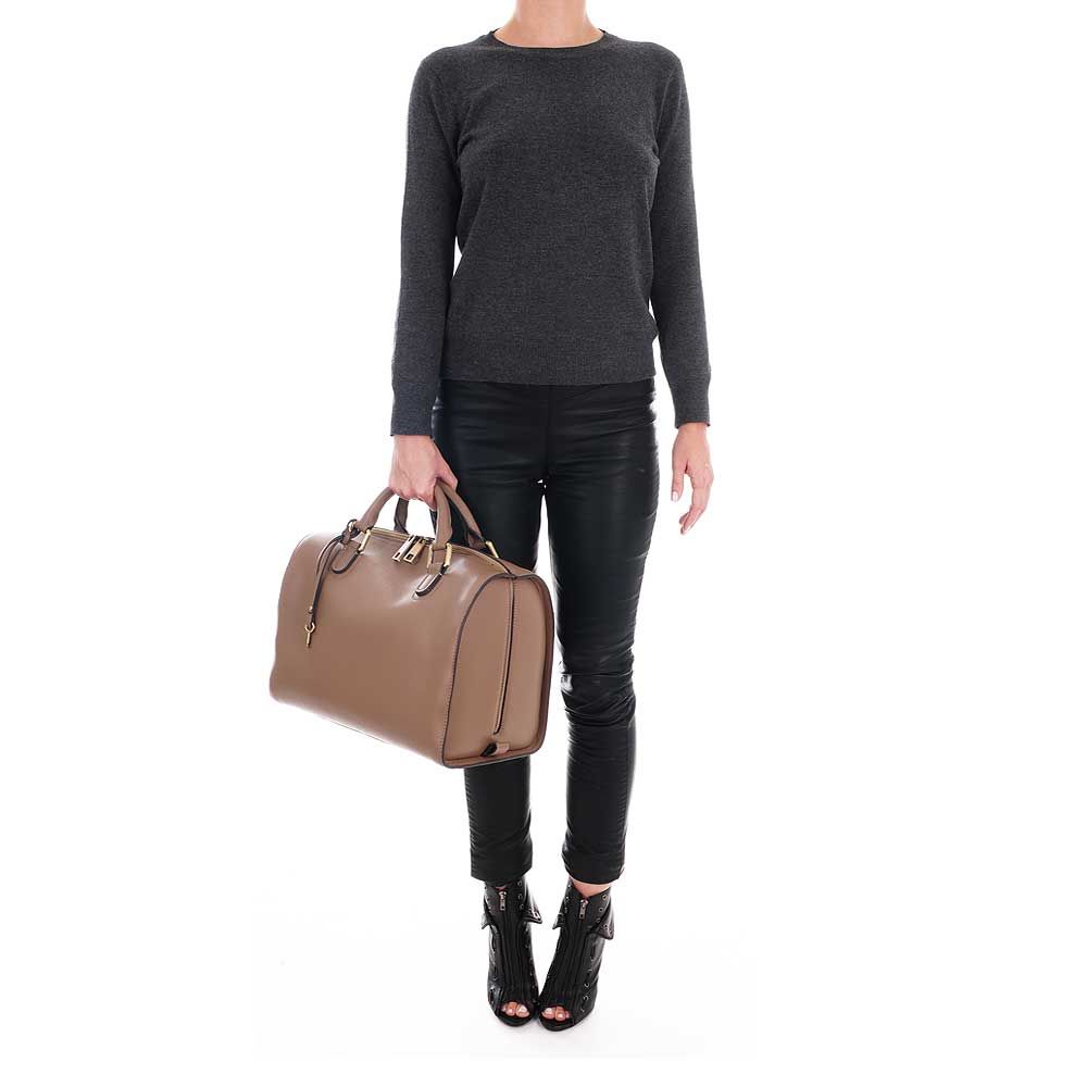 ROUVEN Taupe AURA BOSTON Tote Bag Leder Handtasche UVP699€