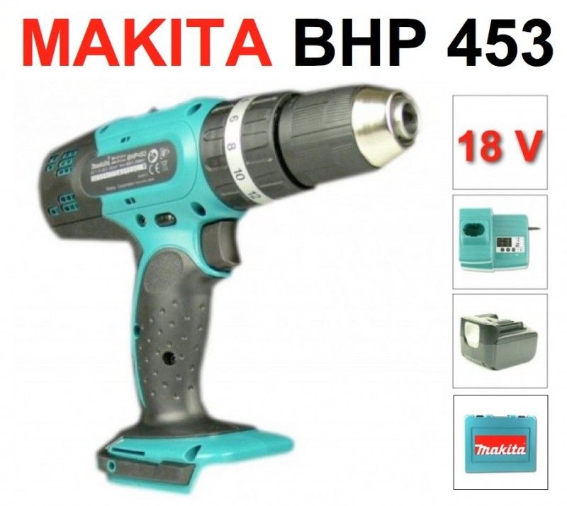 Makita BHP 453 18V Akku Schlagbohrschrauber + 1x Dinotech Akku + Lader