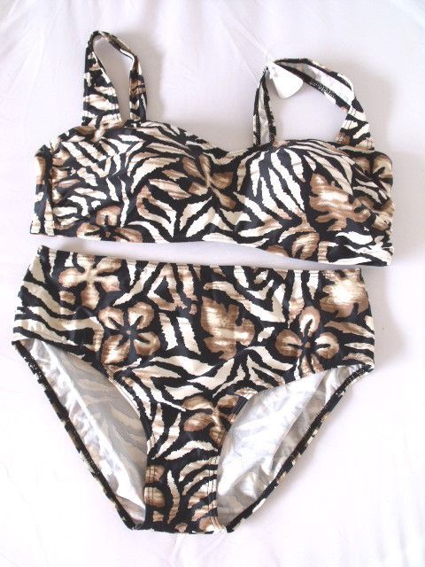 Bademode SCREWBALL Bikini Set 46 C Bandeauxbikini schwarz beige braun