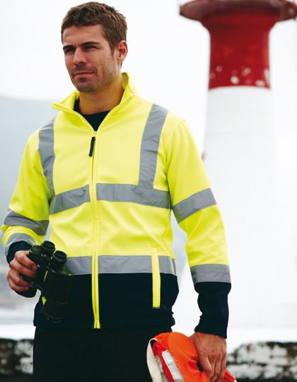 SICHERHEITSJACKE WARNSCHUTZJACKE ARBEITSJACKE HI VIS SOFTSHELL EN471 S