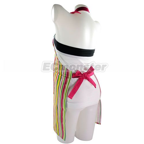 New Vertical Stripe Canvas cotton Apron Work Pinafore Pink