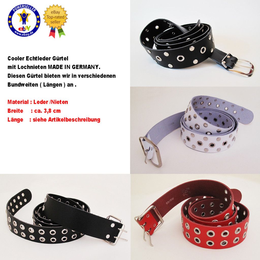 Ledergürtel Gürtel Leder Nieten Nietengürtel Punk Rockabilly