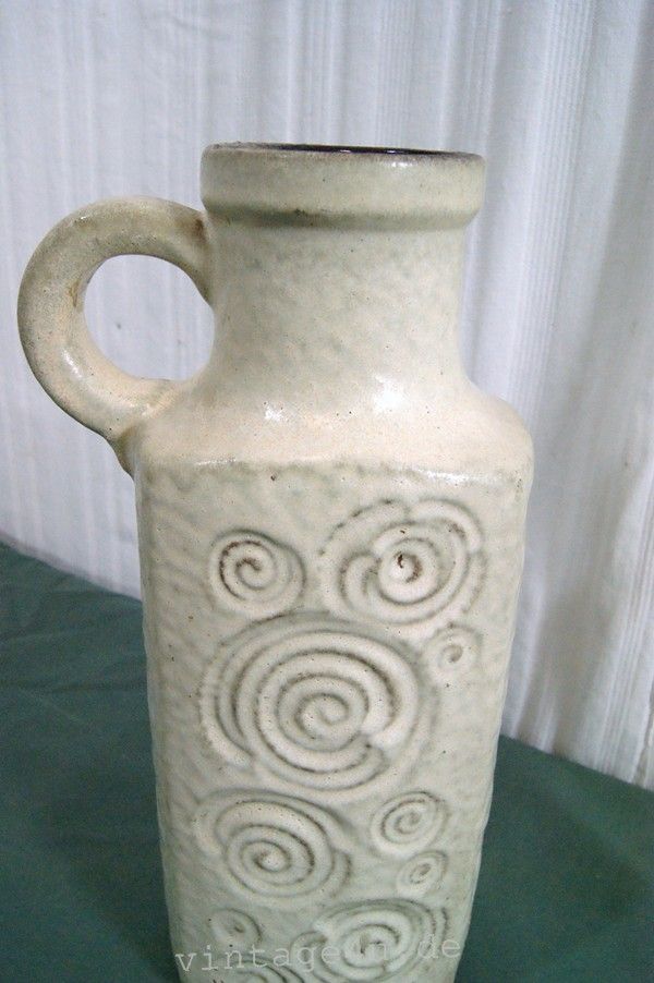 VASE MIT GRIFF GEOMETR MUSTER SCHEURICH 60ER KERAMIKVASE 482 28