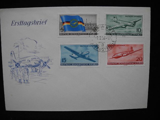 DDR 1956 Mi Nr 512 515 FDC Ersttagsbrief Eroeffnung ziv Luftverkehr