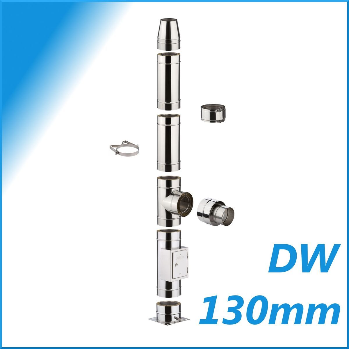 DW Edelstahlschornstein DN130mm 5 2 m 0 6 mm Schornstein Kamin