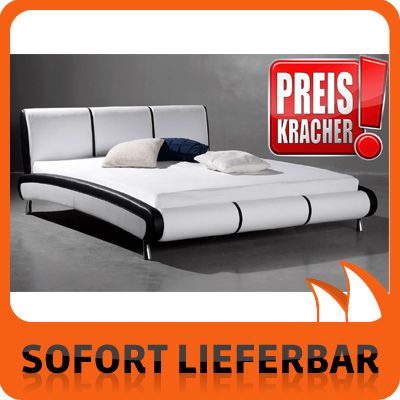 Leder Bett weiss schwarz 180 cm SAM 546 Schlafzimmer NEU/OVP