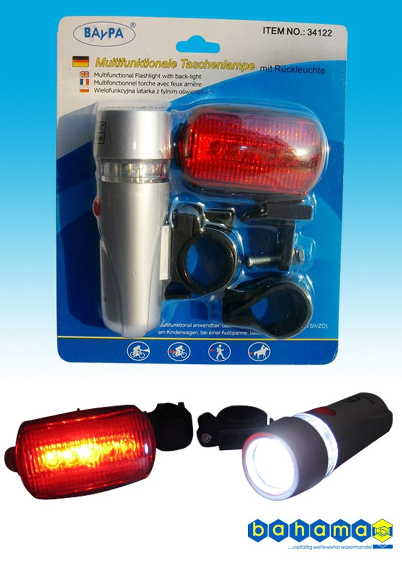 Fahradbeleuchtung, Front+Rückstrahler Fahradlampe Mod.C