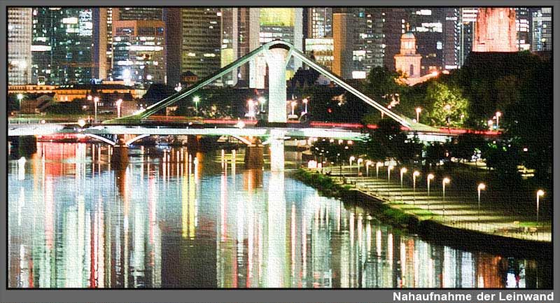 Leinwand Bild Frankfurt Skyline Städte Deutschland bei Nacht Wasser