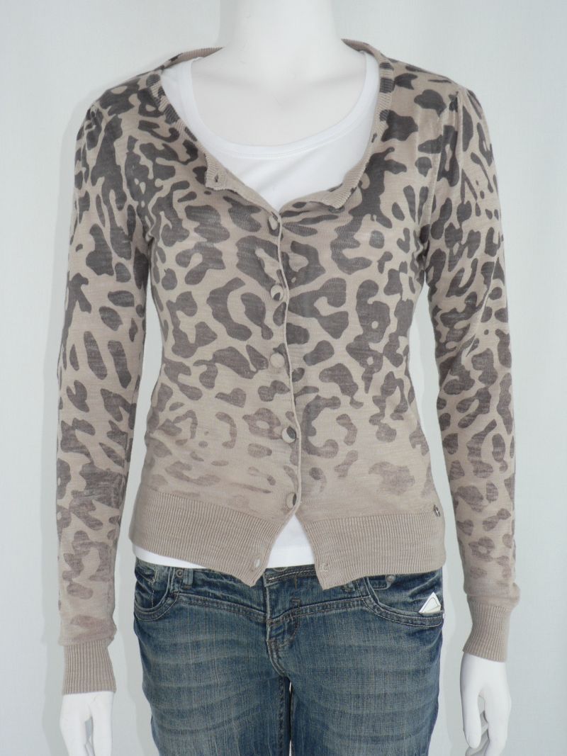 Strickjacke Leo Print beige