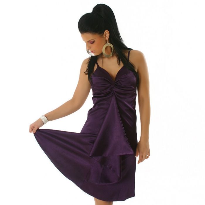 Knielang Satin Cocktailkleid Abendkleid Ballkleid Lila