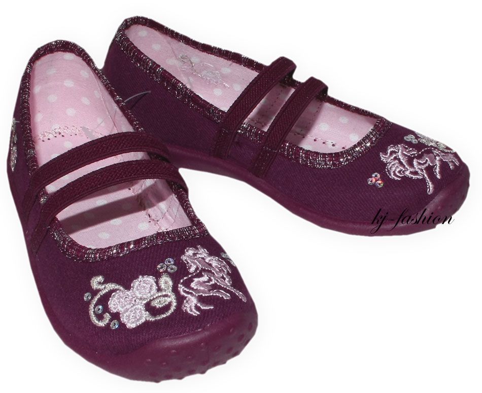 NEU♥ Ballerina / Hausschuhe in dunklem Magenta Romantischer Stick