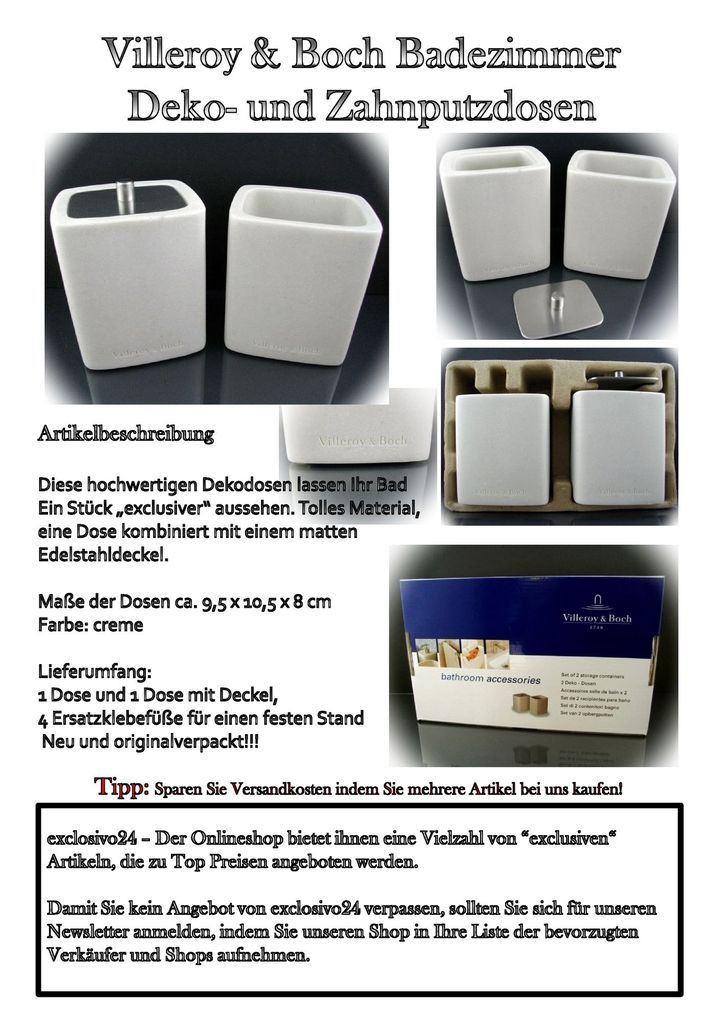 Dekodosen Villeroy und Boch Bad Becher Badezimmer Deko Dose