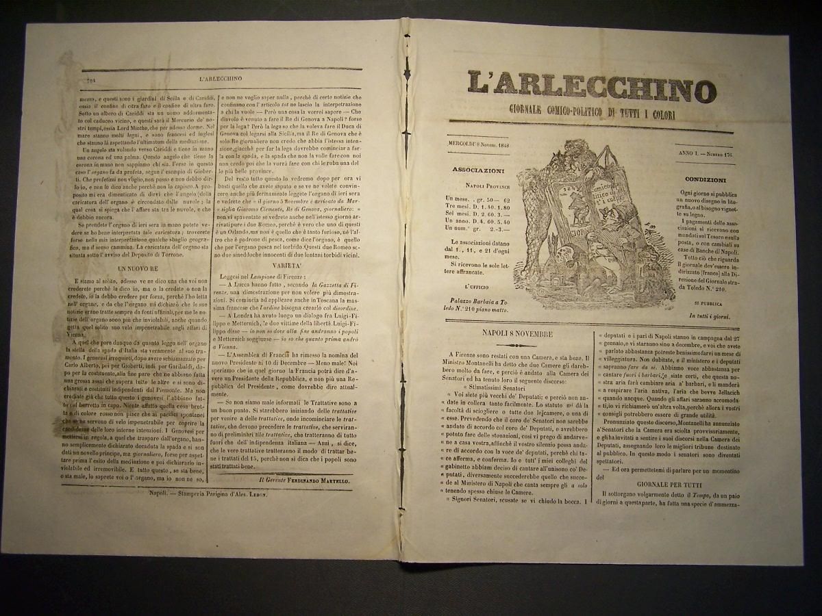 Giornale LArlecchino N.176, Anno I, 8 Novembre 1848