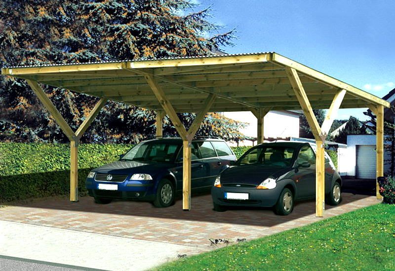 weka Y Carport ASSEN II Doppelcarport Flachdach Carport 594x606 cm