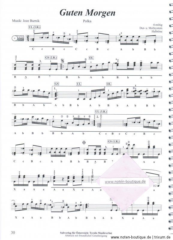 Steirische Harmonika Noten  15 Volksmusik Evergreens (Griffschrift) m