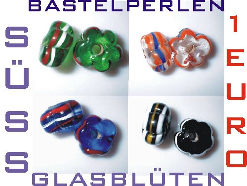 NUR 1 EURO BASTELPERLEN TRAUM PERLEN *GLAS BLÜTEN* FARBWAHL 13 x 9 mm