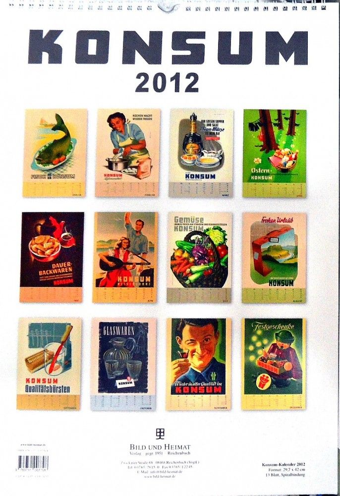 DDR Nostalgie Kalender 2012  Konsum Werbung  Konsumkalender  ~ FREI