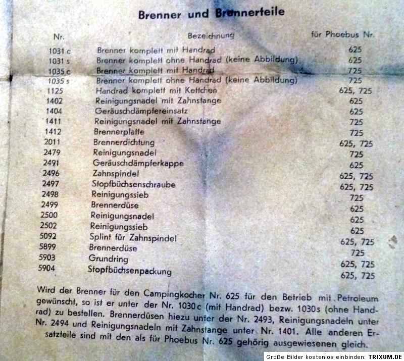 Alter Phoebus Campingkocher Nr. 625 Benzin Kocher