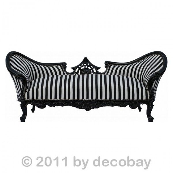 Design Sofas im Barock Stil schwarz weiss gestreifte 3 er Couch im