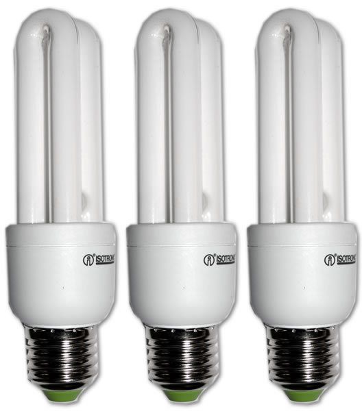 3x Energiesparlampe 11W E27 2700K 230V Quickstart 2U Röhre Sparlampe