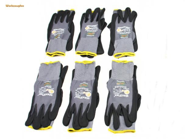 MAXIFLEX Handschuhe nitrilbeschichtet schwarz 6 Paar Gr. 10